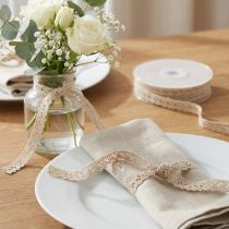 Prodotto Nastro decorativo nastro per gioielli nastro in pizzo all'uncinetto beige W12mm L20m
