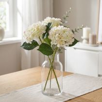 Prodotto Ortensia, fiore di seta, fiore artificiale per decorazioni da tavola bianco, verde L44cm
