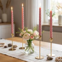 Prodotto Candele rustiche candele a bastoncino tinte di rosa 350/28mm 4 pz