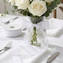 Prodotto Nastro in organza, nastro regalo bianco, cimosa 50 m