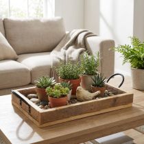 Prodotto Vassoio in legno con manici vassoio decorativo nero naturale 40×27,5×5 cm