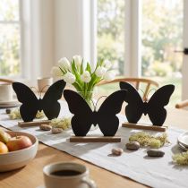Prodotto Decorazione da tavolo in legno decorazione farfalla nero naturale 15cm 6 pezzi