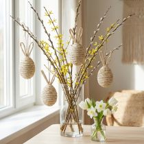 Prodotto Uova di Pasqua decorative da appendere con orecchie di coniglio 13,5 cm 4 pz