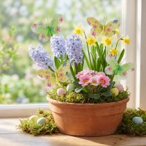 Prodotto Farfalle decorative su filo fiori giallo verde 6×9 cm 12pz