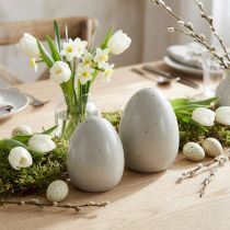 Prodotto Decorazione uova di Pasqua in ceramica grigio pois oro Ø8cm H11cm 2pz