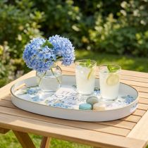 Prodotto Vassoio decorativo ortensie vassoio in plastica bianco 39×27,5 cm