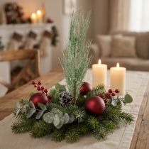 Prodotto Ramo di pino artificiale verde glitter con coni L55 cm