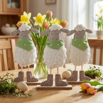 Prodotto Decorazione pasquale Decorazione da tavola pecora Figure decorative pasquali 37 cm 3 pz