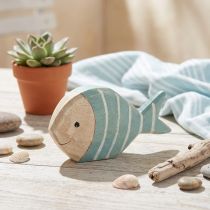 Prodotto Pesce decorativo in legno da posizionare azzurro naturale 18×10cm