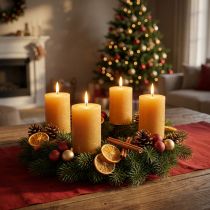Prodotto Candele a colonna colorate, color miele, Ø60×80mm, set da 4 - Decorazione per corona dell'Avvento, cera