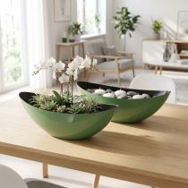 Prodotto Moderna ciotola a mezzaluna verde in plastica 39 cm - versatile per la decorazione - 2 pezzi
