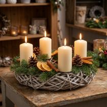 Prodotto Ghirlanda in legno, ghirlanda decorativa, bianco naturale, Ø30cm, H9.5cm