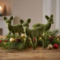 Prodotto Figura decorativa cervo cerbiatto floccato Figure natalizie verdi 10,5 cm 6 pz