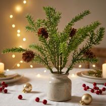 Prodotto Ramo di abete artificiale con pigne naturali, decorazione natalizia in iuta, 28 cm, set da 4 pezzi