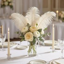 Prodotto Squisita piuma decorativa bianca crema piuma di struzzo bianca 20-25 cm 12 pezzi.