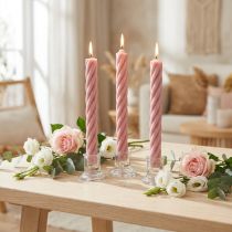 Prodotto Candele rustiche candele a bastoncino tinte rosa 250/28mm 4 pz