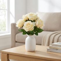 Prodotto Rose artificiali Bouquet di fiori artificiali Rose Crema Giallo Pick 54 cm