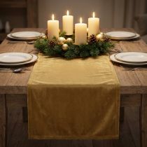 Prodotto Nastro da tavolo in velluto runner da tavolo in tessuto decorativo marrone dorato 28×270 cm per la decorazione della tavola