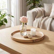 Prodotto Vassoio/piatto decorativo in legno di acacia, finitura naturale, Ø20cm