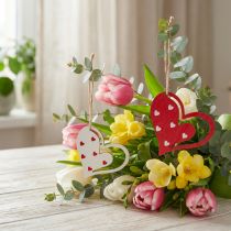 Prodotto Appendino decorativo decorazione a cuore per la festa della mamma rosso bianco 7,5 cm 12 pz