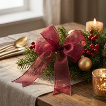 Prodotto Nastro regalo in organza con cimosa Bordeaux 50m