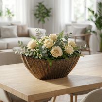 Prodotto Vaso per piante con scanalature ovale barca antracite oro 36cm