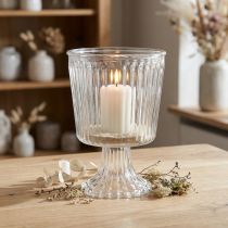 Prodotto Coppa lanterna in vetro decorazione in vetro scanalato Ø11,5cm H15cm