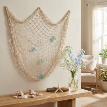 Prodotto Rete da pesca marittima, rete decorativa con conchiglie 100×120 cm