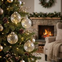 Prodotto Palline di Natale in vetro trasparente Palline per albero di Natale Ø10cm 3pz