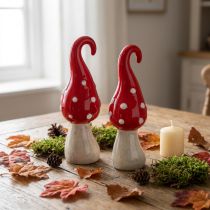 Prodotto Funghi decorativi in ceramica fungo rosso bianco Ø5cm H15.5cm 2pz
