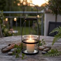 Prodotto Lanterna in vetro con manico candelabro nero H25cm