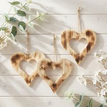 Prodotto Cuori decorativi in legno da appendere cuore bruciato nel cuore 20 cm 3 pezzi
