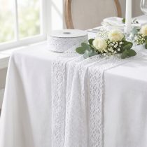Prodotto Nastro in pizzo bianco nastro decorativo matrimonio battesimo L48mm L20m