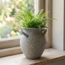 Prodotto Vaso decorativo con manici fioriera vintage in metallo grigio H13 cm