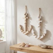 Prodotto Ancora marittima in legno da appendere bianco naturale 13,5×20 cm 2 pz