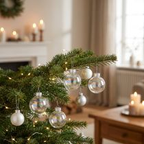 Prodotto Mini palline di Natale, vetro, iridescente, trasparente, 4 cm, 24 pezzi