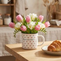 Prodotto Tazza con cuori tazza in ceramica bianca rossa Ø9cm H9cm