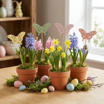 Prodotto Farfalle decorative su bastoncini per decorazioni creative e stagionali, 8 cm, 16 pezzi