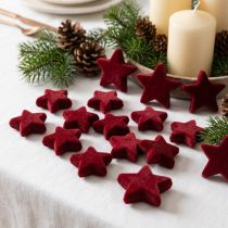 Prodotto Decorazioni natalizie, stelle, bordeaux floccate, decorazione da tavola, 4-5 cm, 40 pezzi