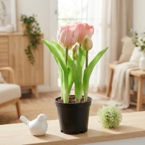 Prodotto Fiori Artificiali in Vaso Tulipani Artificiali Rosa Gialli 22,5 cm
