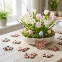 Prodotto Decorazione in legno fiori/farfalle bianco/rosa Ø4cm 36p