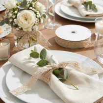 Prodotto Nastro di pizzo decorativo nastro di pizzo beige W18mm 20m