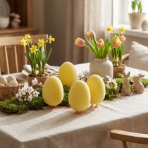 Prodotto Uovo di Pasqua con Gambe Figura Decorativa Gialla Uovo Decorazione di Pasqua H13cm 4 Pz