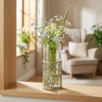 Prodotto Vaso in vetro cilindro vaso decorativo erbe intrecciate Ø8cm H21.5cm