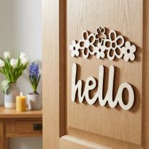 Prodotto Fiori decorativi in legno "Ciao" segno decorativo della natura con magnete 18/19,5 cm 6 pezzi