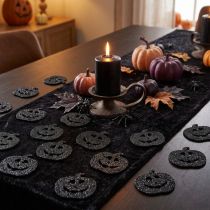 Prodotto Decorazioni di Halloween a forma di zucca, 4 cm, nere, glitterate, 72 pezzi