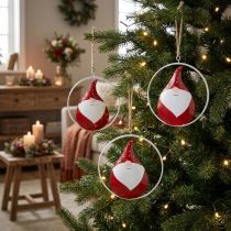 Prodotto Ornamento natalizio gnomo Babbo Natale in metallo Ø16cm 3 pezzi