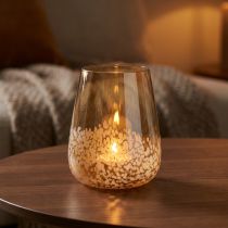 Prodotto Lanterna in vetro porta tea light vetro decoro marrone bianco Ø10cm