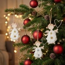 Prodotto Angelo di Natale con cuore Decorazioni per albero di Natale in legno 14,5 cm 8 pz