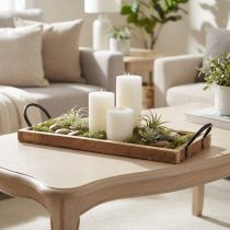 Prodotto Vassoio in legno con manici, vassoio decorativo, oblungo, naturale, 50×19×3 cm